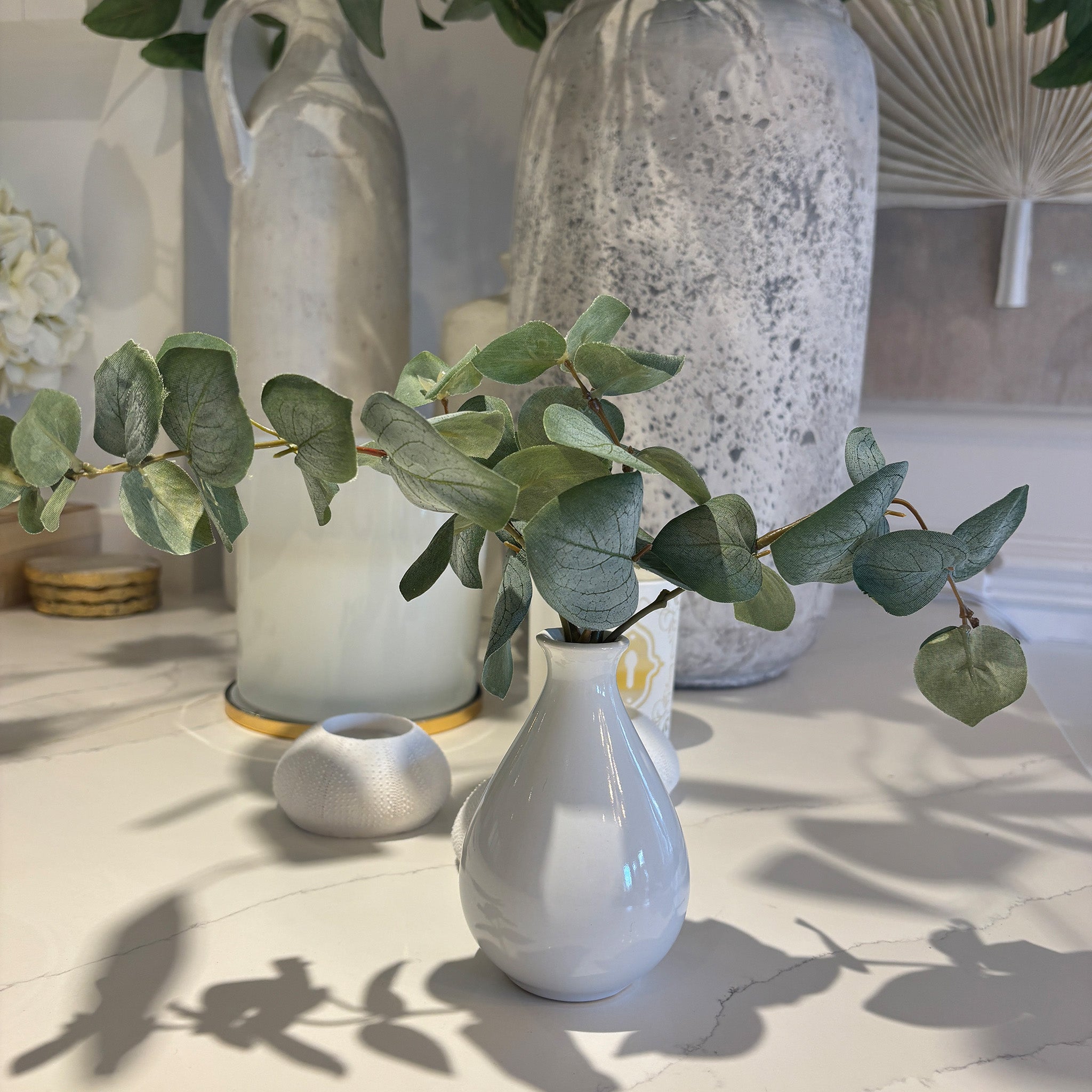 Eucalyptus Bunch in Small White Vase